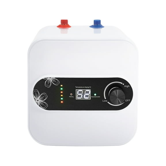 Mini Tank Water Heater 2.1 Gal, 1500W Electric Under Sink Heater, Digital Display Stainless Steel Tank, 10.98x8.27x11.02 Inch for Kitchen Bathroom White