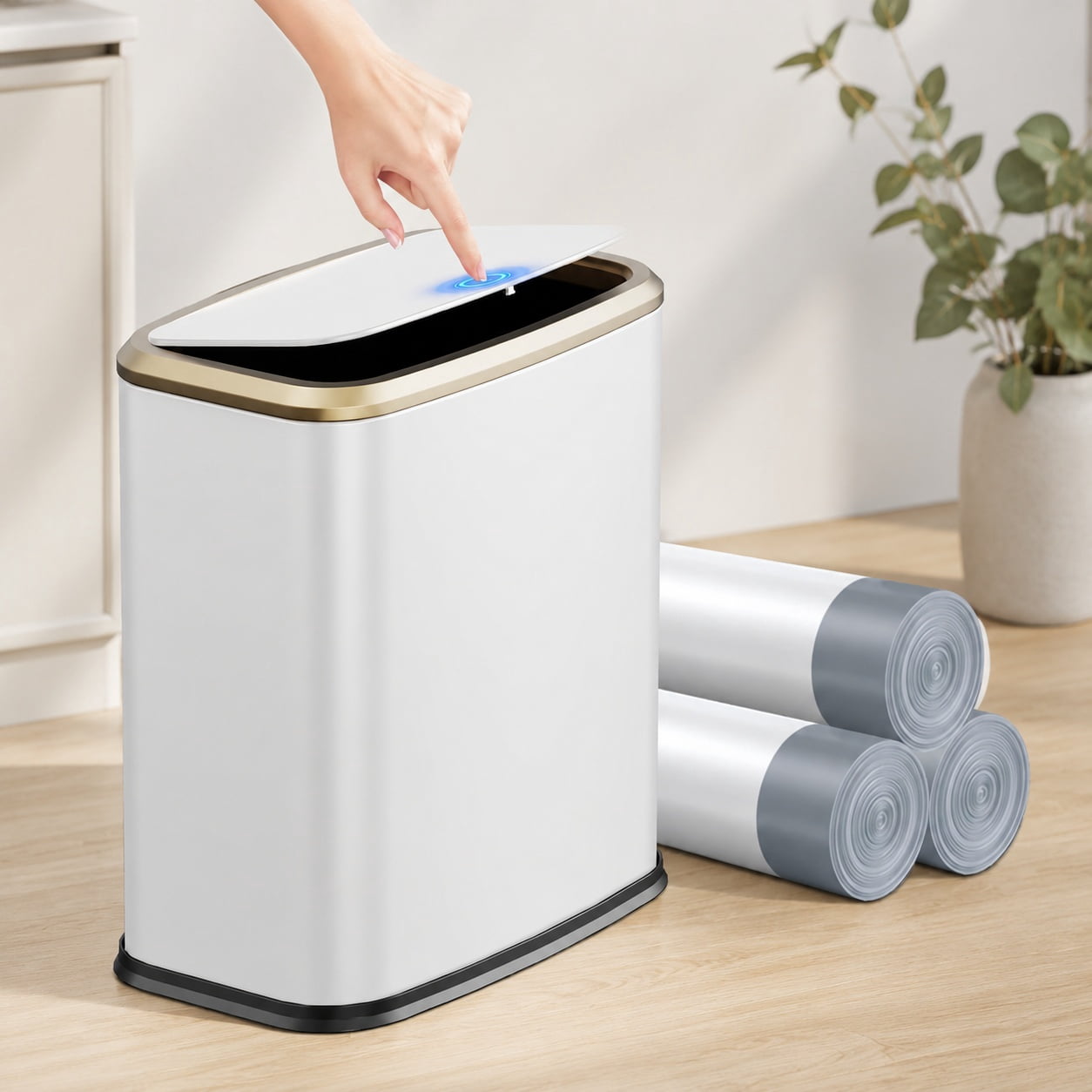 2 1 Gallon Stainless Steel Bathroom Trash Can With Press Lid Slim 8L 2-1-gallon-stainless-steel-bathroom-trash-can-with-press-lid-slim-8l