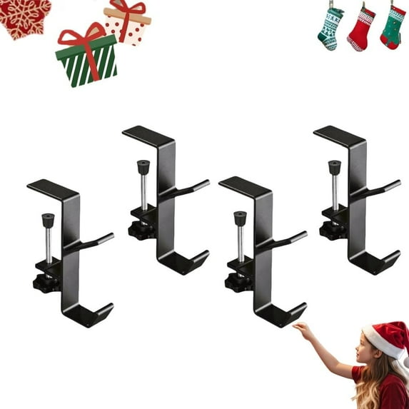 2 in 1 Garland Hangers and Fireplace Stocking Holders,Mantel Hanger for Garland Hooks for Christmas Adjustable No Drill Mantle Hooks Stocking Hanger for Fireplace Xmas Holiday Home Party Decoration