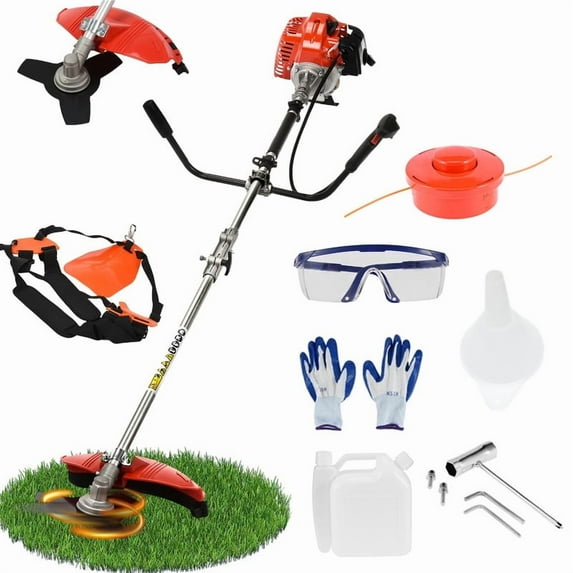 2 in 1 Gas Weed Wacker, 52cc 2-Cycle Gas Weed Eater, Grass Trimmer 8500rpm High Power Gas String Trimmer, Brush Cutter for Yard & Garden, Full Functioning Guard Accessories