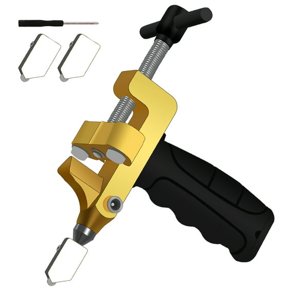 2 in 1 Glass Cutting Tool Kit Breaking Pliers and Glass Cutter Tungsten Hand Portable Glass knife for Ceramic, Mirror, Manual Tile Cutter Glass Breaker with 2 Bonus Tungsten blades and Screwdriver