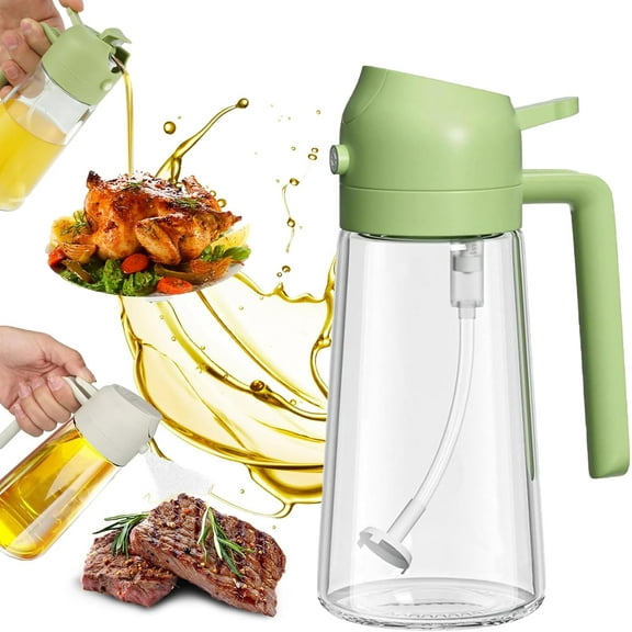 2 In 1 Glass Oil Sprayer & Dispenser, Oil Dispenser For Kitchen With Spray And Pour,Reusable Oil Spray Container And Pour Bottle,2 In 1 Olive Oil Dispenser Bottle For Kitchen (Green)