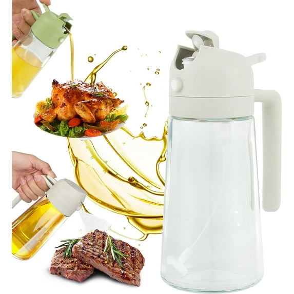 2 In 1 Glass Oil Sprayer & Dispenser, Oil Dispenser For Kitchen With Spray And Pour,Reusable Oil Spray Container And Pour Bottle,2 In 1 Olive Oil Dispenser Bottle For Kitchen (Green)