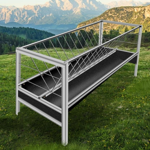 2-in-1Livestock Feederfor Goats ,77 GallonGoat Hay Feeder,Stainless Steel with Rubber Grooves Goat Feederfor Sheep, Horses - Rust-Resistant & Large Capacity