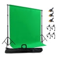 thumbnail image 1 of 2 in 1 Green Screen Backdrop Kit Portable Dual Rod Stand kit , Portrait Photoshoot, Wall Mounted, Parties 6x7ft Green Polyester Backdrop for Video Streaming 6.5x6.5 ft, 1 of 7