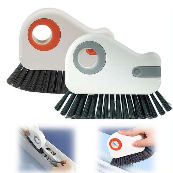 2 in 1 Groove Cleaning Brush, 2026 New Groove Crevice CleaningTool,Multifunctional Hard Bristle Grip Brush with Hidden Scraper,Window Track Cleaning Tools,for Sliding Doors, Bathroom Tiles, Sills
