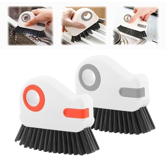 2 in 1 Groove Cleaning Brush, Window Track Cleaning Tools, Multifunction Window Track Cleaner with Hard Bristle and Hidden Scraper, Crevice Brush for Sliding Door Track, Window Seal, Sill