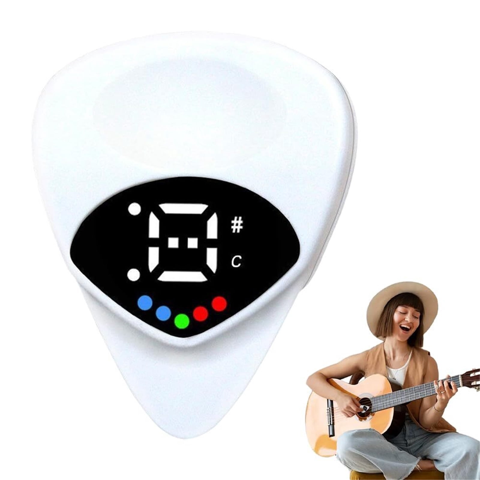 2 In 1 Guitar Tuner and Guitar Pick, 2025 New Digital Guitar Pick with LED Screen Display, Efficient Tuning Guitar Pick Tuner, Guitar Pick Plectrum with 12 Equal Temperaments Musical Note