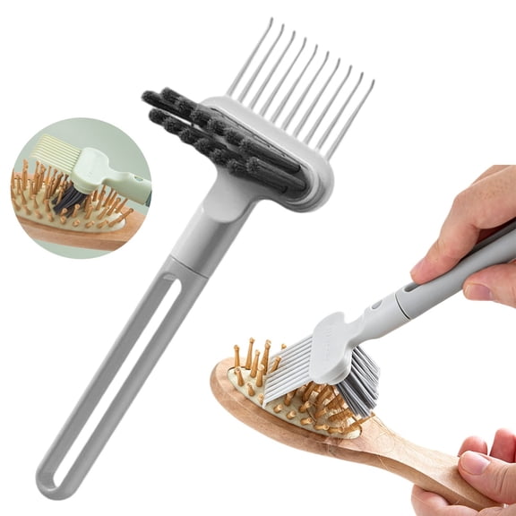 2 in 1 Hair Brush Cleaning Tool, 2026 NEW Comb Cleaning Brush, Portable Hair Brush Cleaner Rake, Hairbrush Cleaner Tool, Comb Cleaner Hairbrush Cleaner Tool Salon Travel Use, Grey
