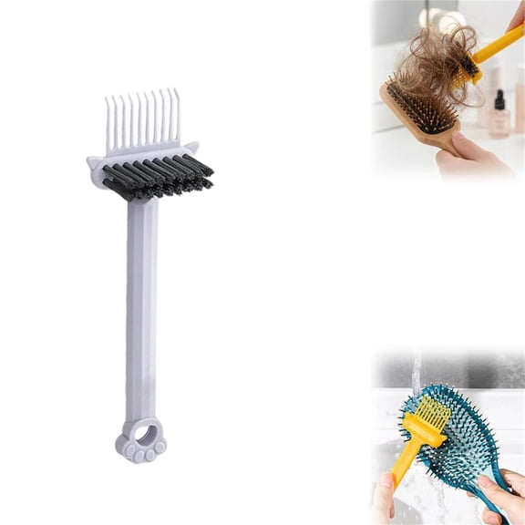 2 In 1 Hair Brush Cleaning Tool, Comb Cleaner with Pick Bristles,Portable Remover Rake for Removing Hair Dust, Hairbrush Cleaning Tool for Hair Salons, Travel, Home Use,Gray