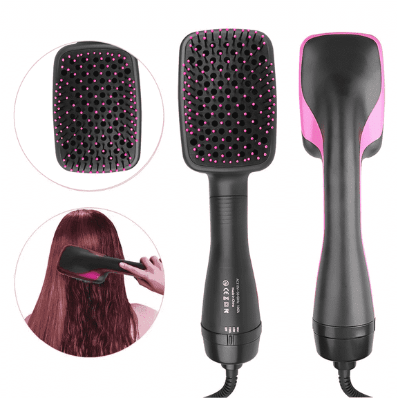 Hair Dryer and Straightener,Hair Dryer Brush,One-Step  Hair Dryer and Styler,3 Speed Temperature Control - Straightener Brush for Salon-Quality Smooth,Straight Hair,More Shine and Less Frizz,Black