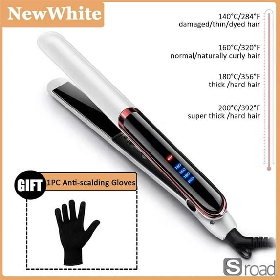 2 In 1 Hair Straightener And Curler, Fast 30s Heating Ceramic Flat Iron With Negative Ions, 4 Adjustable Temperature Settings 280°F-390°F, Dual Voltage For Salon Styling At Home & Travel,White