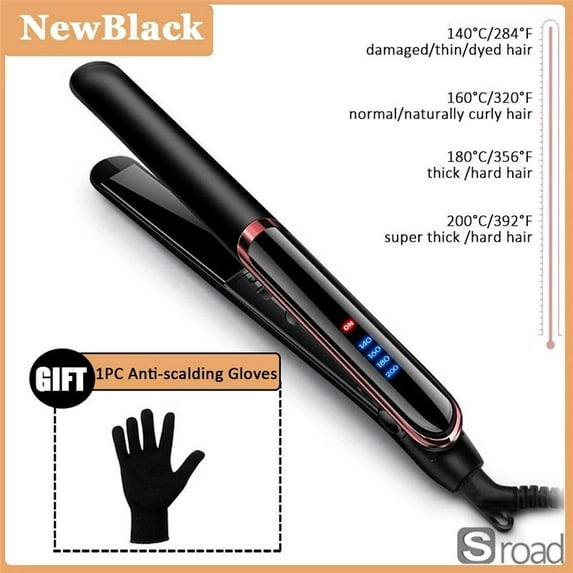 2 In 1 Hair Straightener And Curler, Fast 30s Heating Ceramic Flat Iron With Negative Ions, 4 Adjustable Temperature Settings 280°F-390°F, Dual Voltage For Salon Styling At Home & Travel,Black