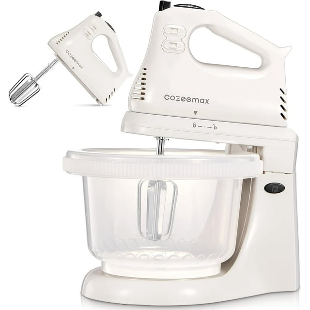 2 in 1 Hand Mixers Kitchen Electric Stand mixer with bowl 3 Quart, electric mixer handheld for Everyday Use, Dough Hooks & Mixer Beaters for Frosting, Meringues & More