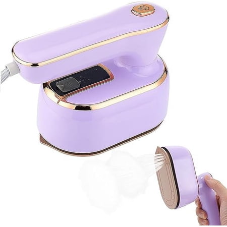 2 in 1 Handheld Steam Iron for Clothes Portable Mini Steam Iron, 1000W Steamer Support Dry and Wet Ironing 180° Rotatable Small Iron for Home Travel,Purple