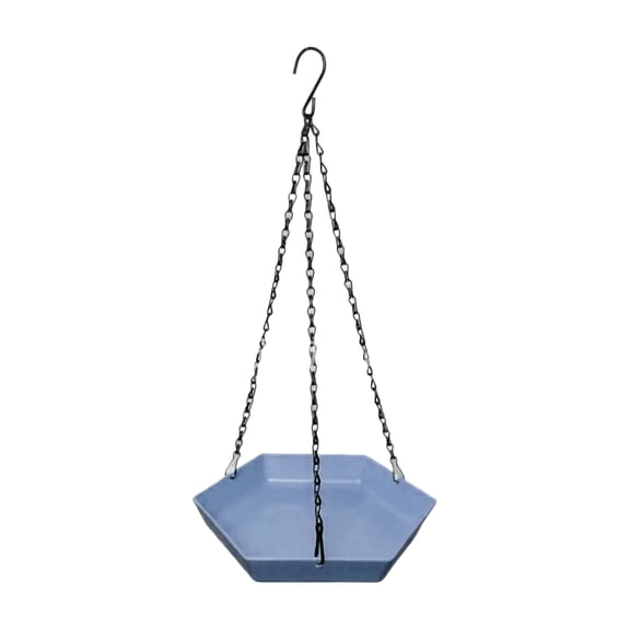 2 in 1 Hanging Bird Feeder and Bath for Outside, Hexagonal Platform Feeders Tray for Outdoors, Heavy Water Bowl Birdbaths for Garden Patio Decoration Gifts,Blue
