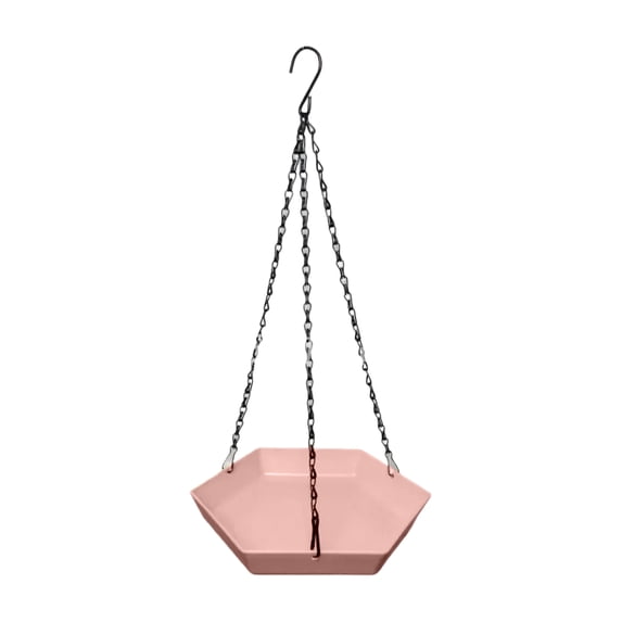 2 in 1 Hanging Bird Feeder and Bath for Outside, Hexagonal Platform Feeders Tray for Outdoors, Heavy Water Bowl Birdbaths for Garden Patio Decoration Gifts,Pink