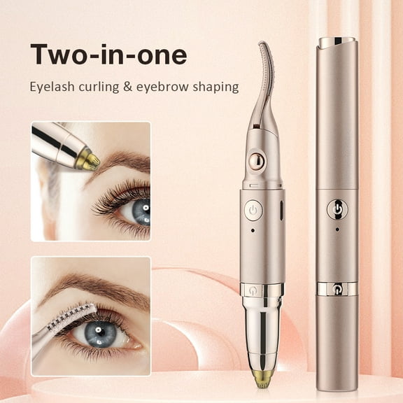 2 in 1 Heated Eyelash Curlers and Eyebrow Trimmer, Multifunctional Electric Eyelash Curler with 2 Temperature Modes Anti-Burn Design USB Rechargeable for Women