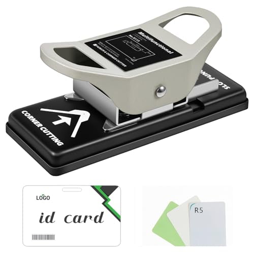 2 in 1 ID Badge Slot Hole Punch 3 x 13 mm and R5 Card Corner Trimmer Dual Use Hand Hold Slot Flat Hole Puncher DIY Corner Rounder Punch Tool for PVC ID Card Name Badge Photo Paper Crafts$$Art & Craft
