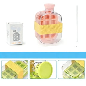2 In 1 Ice Cube Bottle, Ice Cube Bottle With Straw, Portable Touch Free Ice Cube Trays, Press To Release Ice Tray for Home Ice Making, Outdoor Picnics, Office Use