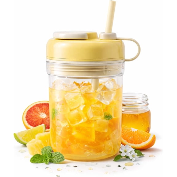 2 in 1 Ice Cube Bottle,Silicone Icecube Cup with Straw, 2026 New Ice Cube Bottle With Straw, Portable Touch Free Icecube Trays,Easy Press to Release Ice Cube Tray for Cocktail,Coffee,Juice (Yellow)