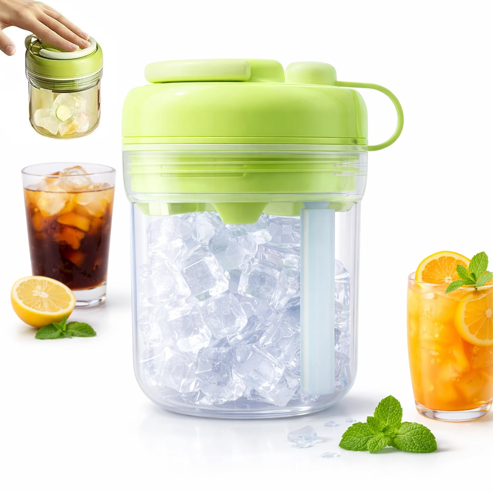 2 In 1 Ice Cube Bottle, Silicone Icecube Cup with Straw, Push Action ...