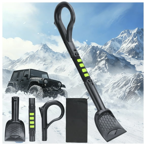 3-in-1 Ice Scraper for Car Windshield, 25.8 inch Emergency Snow Shovel with 5.2inch Shovel Blade ,Detachable Snow Scrapers with Ergonomic Soft Foam Grip for Cars, Trucks, SUVs, Vehicle(Green)
