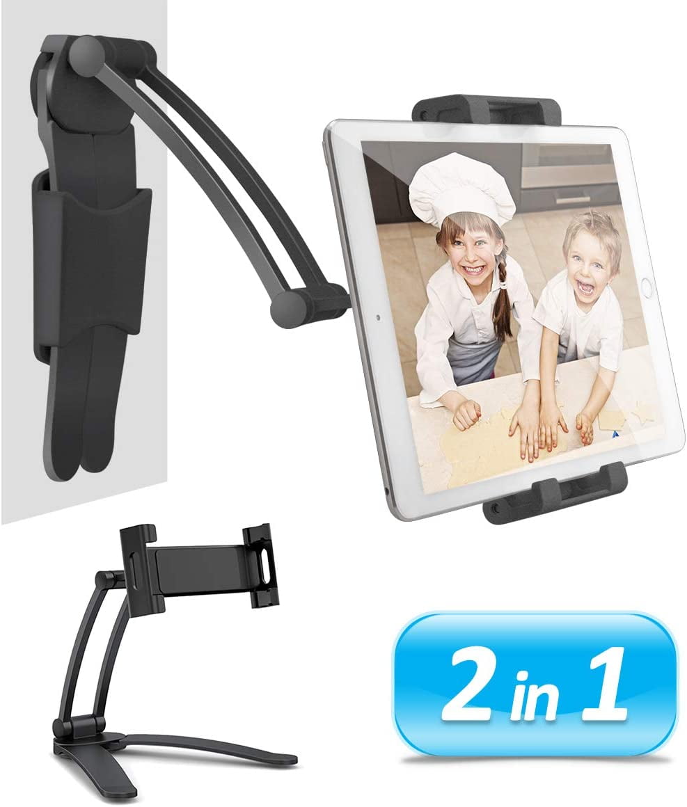 2 in 1 Kitchen Cabinet Tablet Holder, Wall Mount Desktop Stand for ipad 12.9 Aluminum Alloy Metal Adjustable Multiangle Foldable Universal Phone 2 in 1 Kitchen Cabinet Tablet Holder, Wall Mount Desktop Stand for ipad 12.9 Aluminum Alloy Metal Adjustable Multiangle Foldable Universal Phone