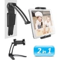 thumbnail image 1 of 2 in 1 Kitchen Cabinet Tablet Holder, Wall Mount Desktop Stand for ipad 12.9 Aluminum Alloy Metal Adjustable Multiangle Foldable Universal Phone Tablet Bracket Cooking Table Counter Top (Black), 1 of 10