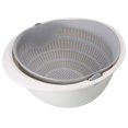 thumbnail image 1 of 2 In 1 Kitchen Colander Set with Bowl Strainer, Plastic Fruit Vegetable Colander Double Layer Washing Basket, BPA Free, Space Saving, for Home Cooking Families Meal Preparation Kitchen, 1 of 9