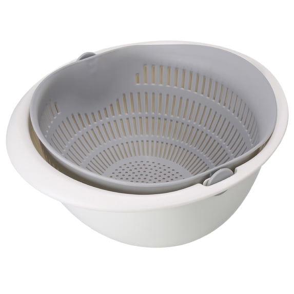 2 In 1 Kitchen Colander Set with Bowl Strainer, Plastic Fruit Vegetable Colander Double Layer Washing Basket, BPA Free, Space Saving, for Home Cooking Families Meal Preparation Kitchen