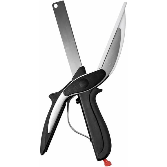 2 in 1 Kitchen Scissors for Food  Stainless Steel Blade & Plastic Cutting Board Scissors with Safety Lock | 9.6" Tomato Knife, Fruit & Vegetable Cutter  Easy-to-Use Kitchen Shears for Meat, Cheese