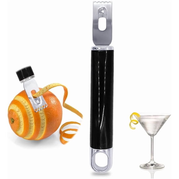 2 in 1 Lemon Peeler Zester Cocktail Garnish Citrus Zester 5 Baldes Ultra Sharp Lemon Rind Twist Peeler Stainless Steel Bar Tool Professional Grade Bar Accessory (Sliver)