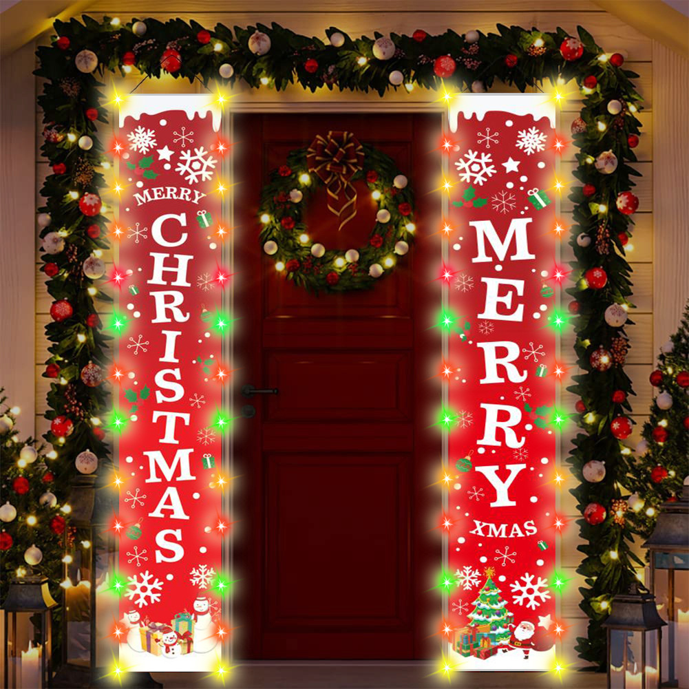 2 in 1 Light Up Christmas Banner, Merry Christmas Door Indoor Outdoor