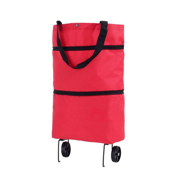 2 in 1 Lightweight Collapsible Shopping Cart, Folding Cart with Wheels, Reusable Grocery Bags, Travel Bag for Women or Men, Home, Kitchen, 15.35x17.72"