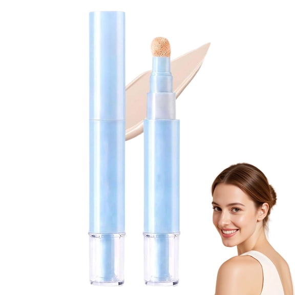 2 in 1 Liquid Concealer Pen, Beige Foundation Makeup Stick with Under Eye Coverage, Lightweight Full Coverage Corrector for Dark Circles Redness and Fine Lines, Hydrating Natural Finish (1PC)