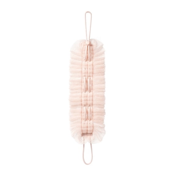 2 in 1 Loofah Sponge, Mesh Shower Puff, Exfoliating Loofah Back Scrubber, Long Stretch Sponge with Rope Handles, Shower for Men and Women Bath Sponge, Yellow, 19.29x5.51"