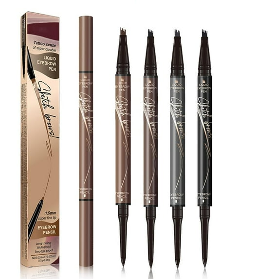 2 in 1 Magic Eyebrow Pencil, 2024 Upgrade 3D Waterproof Microblading Eyebrow Pencil Contouring Pen, 8-Tipped Precise Brow Pen Tattoo Pencil for Natural Makeup Last All Day (4pcs)