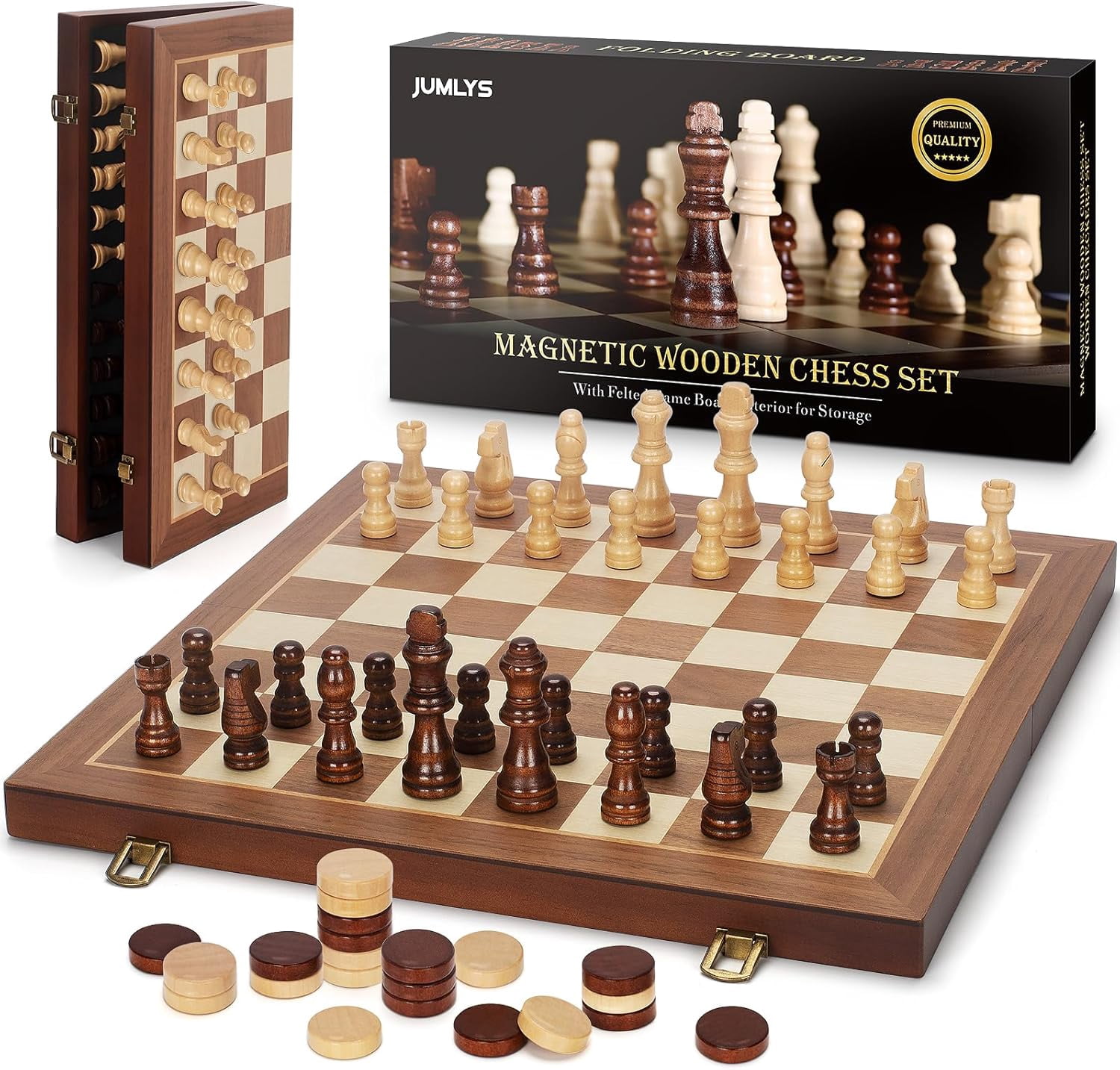 2 in 1 Magnetic Chess Set & Checkers Board Game, 15