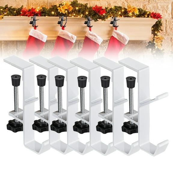 2 In 1 Mantel Hanger For Garland, Garland Hanger,Garland Hangers For MantleGarland And Stocking Mantel Holders, Christmas 2 In 1 Mantel Hanger,Adjustable Stocking Hangers For Mantel Weighted,6PCS