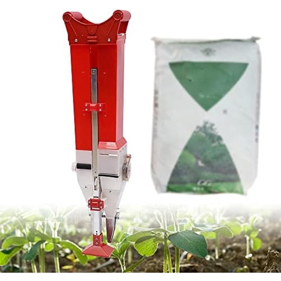 2 in 1 Manual Double Cylinder Fertilizer Seeder Handheld Corn Peanut Seeder, Garden Seed Spreader, Depth Adjustable Corn Planter Soybean Seeding Machine for Vegetable Garden$$Garden &