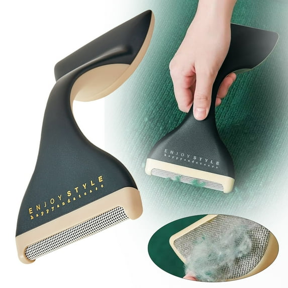 2 In 1 Manual Lint Remover, Dual Head Fabric Shaver with Blade and Stainless Frame Plus, Battery Free Head Tool for Clothes Sweaters and Upholstery Black