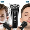 thumbnail image 1 of 2 in 1 Men's Electric Razor, IPX7 Waterproof 4D Electric Rotary Shaver Cordless Facial Face Shaver Dry Wet Beard Trimmer Travel USB Rechargeable w/ LED Display & Holder for Shaving Husband Dad, 1 of 4