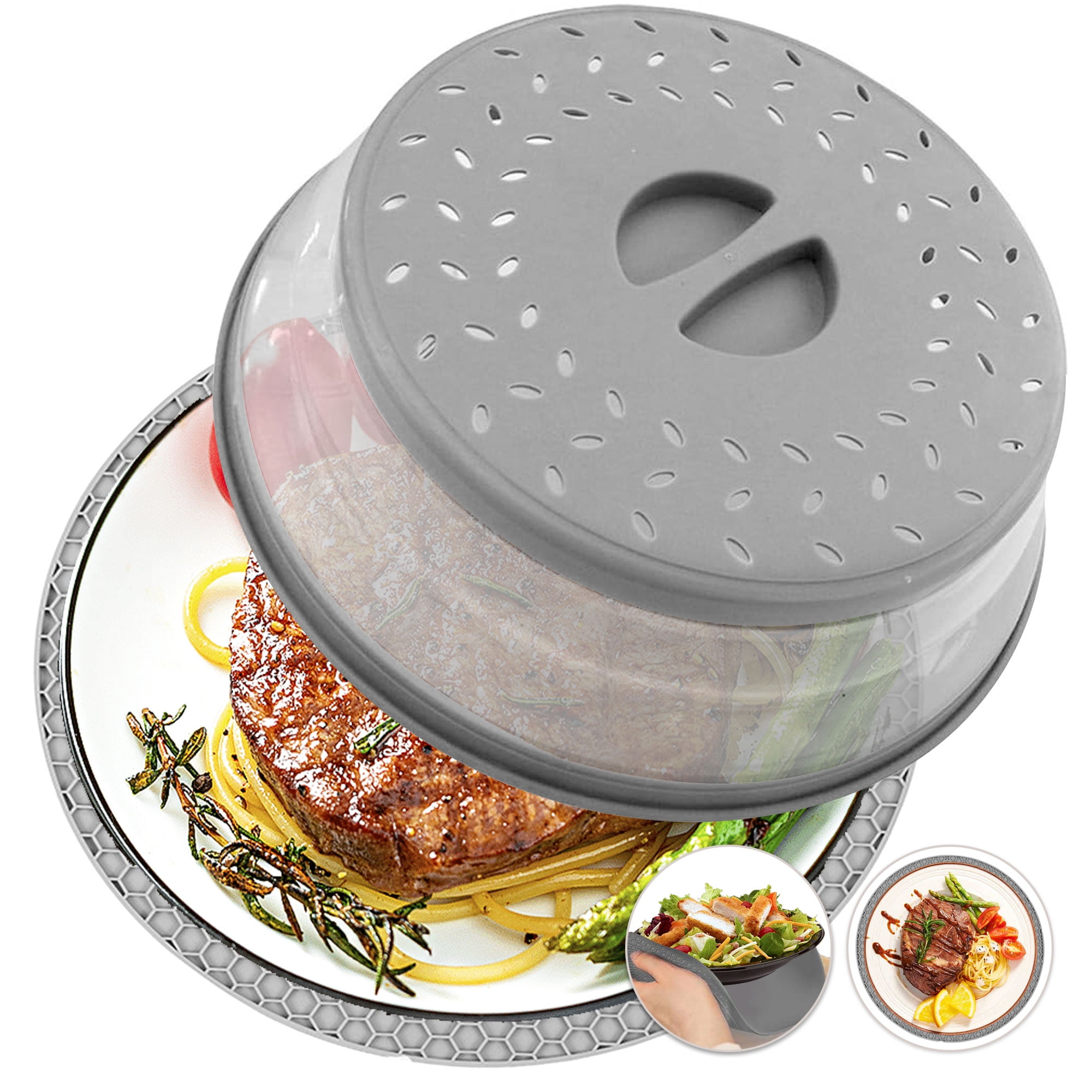 2 in 1, Microwave Cover & Silicone Mat Mat as Bowl Holders, Cover for