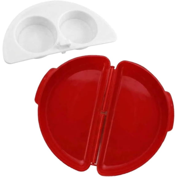 2 in 1 Microwave Omelet Maker and Egg Cup Cooker: Nonstick Egg Poacher Make Easy Poached, Fried, or Scrambled Eggs with Removable Tray, Dish On The Go Quick N Easy Breakfast (Red)