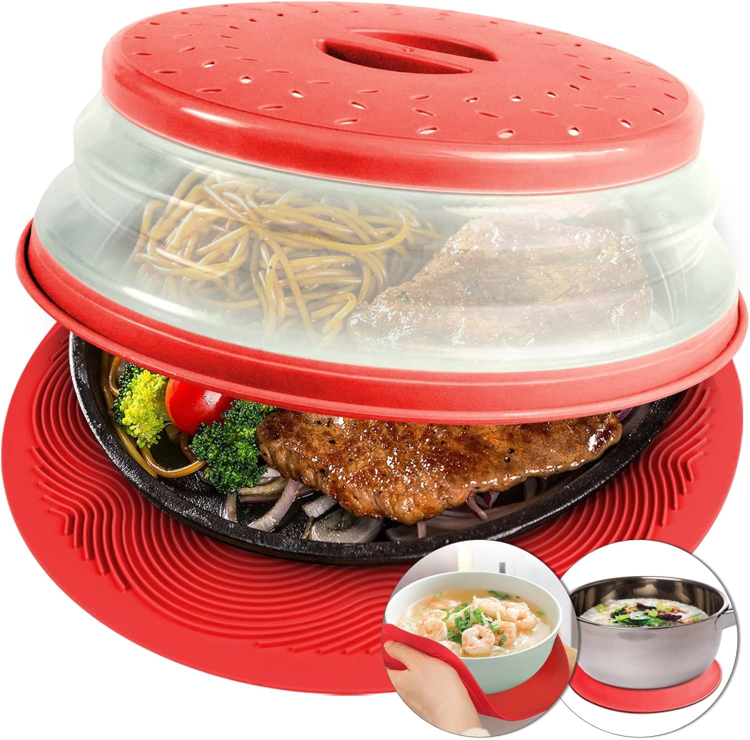 2 in 1 Microwave Placemat and Food Cover - Mat can be used as a dish ...