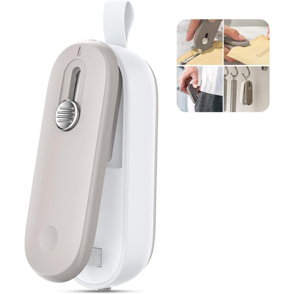 2 in 1 Mini Bag Sealer Heat Seal and Cutter With Lanyard - Portable Handheld Chip Heat Sealer for Snacks, Candies, Plastic Food Storage (Batteries Included)