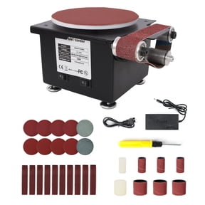 2 in 1 Mini Belt Disc Sander,Bench Grinder Small Spindle Sander Machine for Wood Metal Stone Diy Grinding,Adjustable Speed Electric Sander,Power Drills