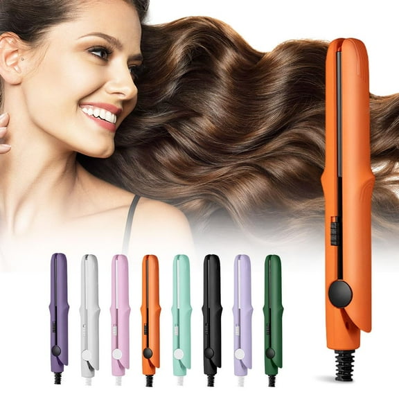 2 in 1 Mini Curling Iron & Straightener, 2026 New Dual Purpose Curling Wand and Flat Iron, Portable Travel Hair Styling Tool for All Hair Types, Short to Long Hair(Orange)