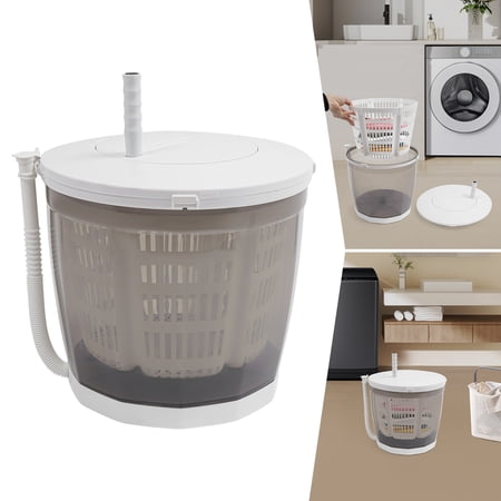2 in 1 Mini Manual Washing Machine and Spin Dryer Modern Plastic Hand Washer Folded Compact Washer Non-Electric Washing Machine Freestanding Tabletop Mounting Type